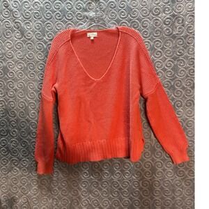 Lucky Brand‎ Coral V Neck Textured Knit Sweater M M